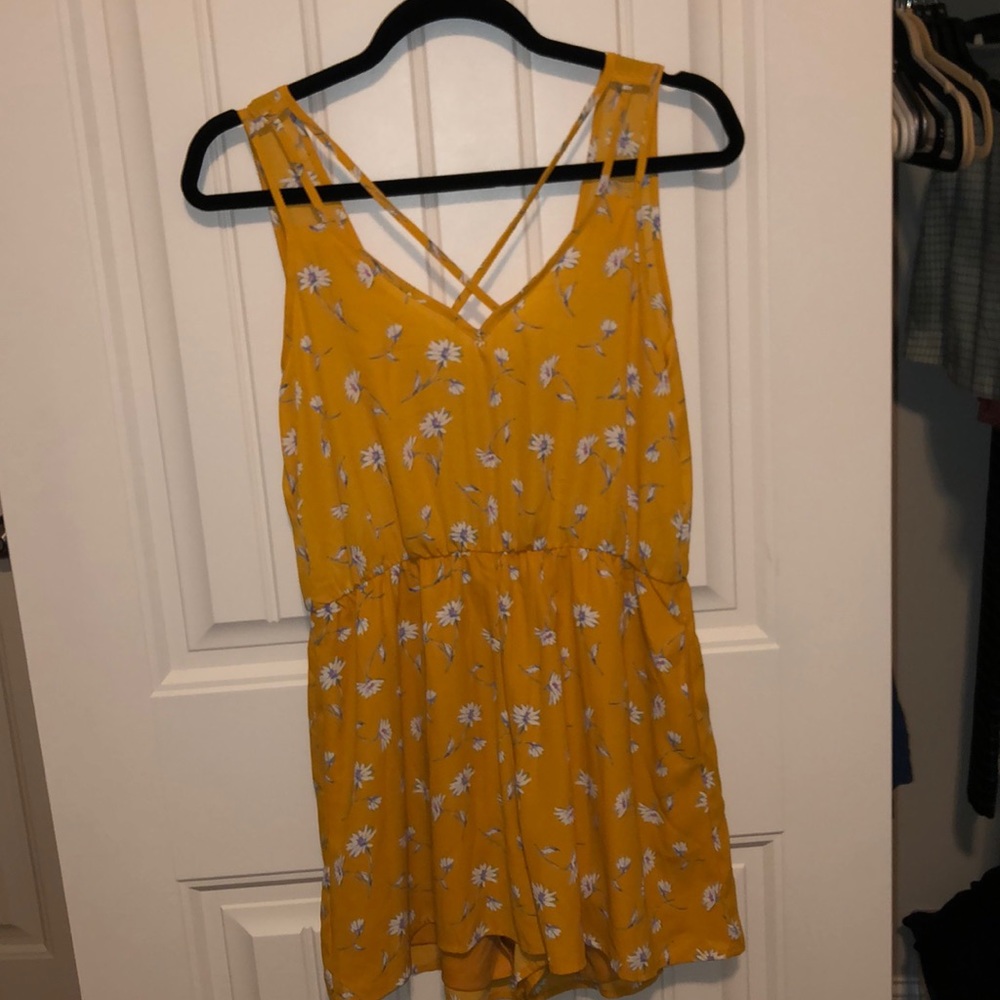 yellow floral romper